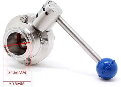 Miniatura 18 de QiiMii Válvula de mariposa sanitaria de acero inoxidable 304 con triple abrazadera con mango de tracción y silicona, tubo de 1.5 pulgadas