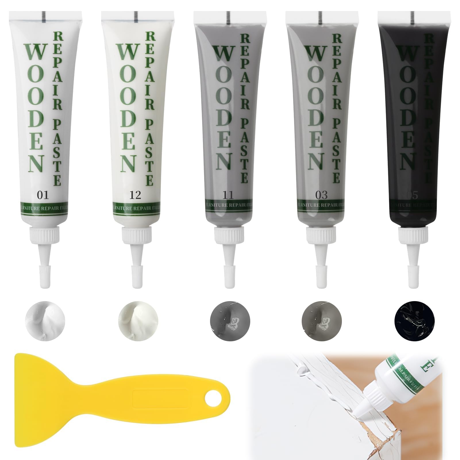 Penriter Grey Wood Fillers Wooden Furniture Repair Kit, Oak Laminate Floor Repair Kit for Wooden Cabinet Door