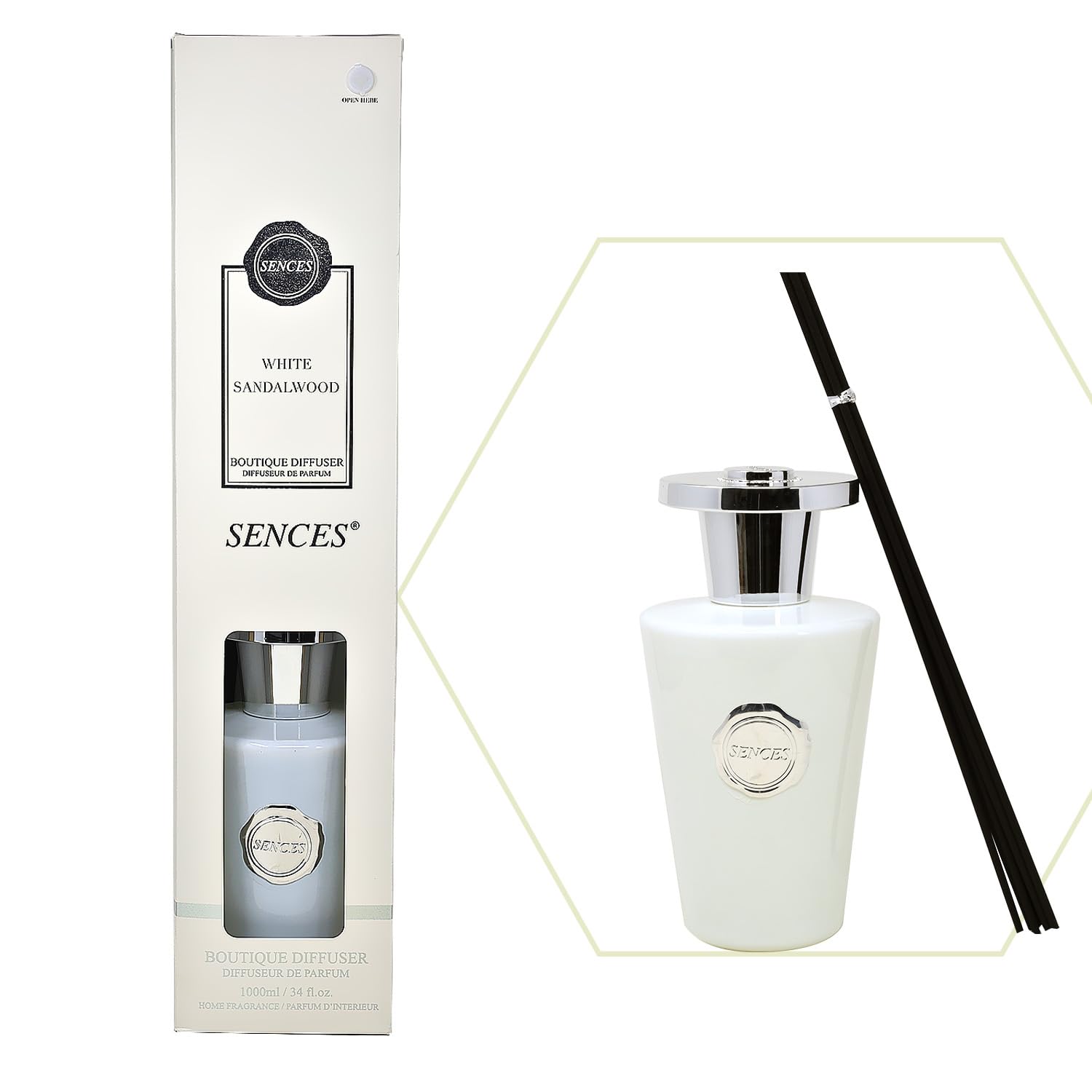 Boutique Reed Diffuser 1000ml Wick Fragrance Scent White Sandalwood Aromatherapy