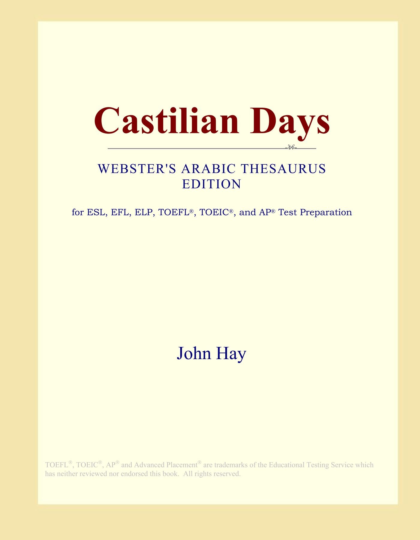Castilian Days (Webster's Arabic Thesaurus Edition)
