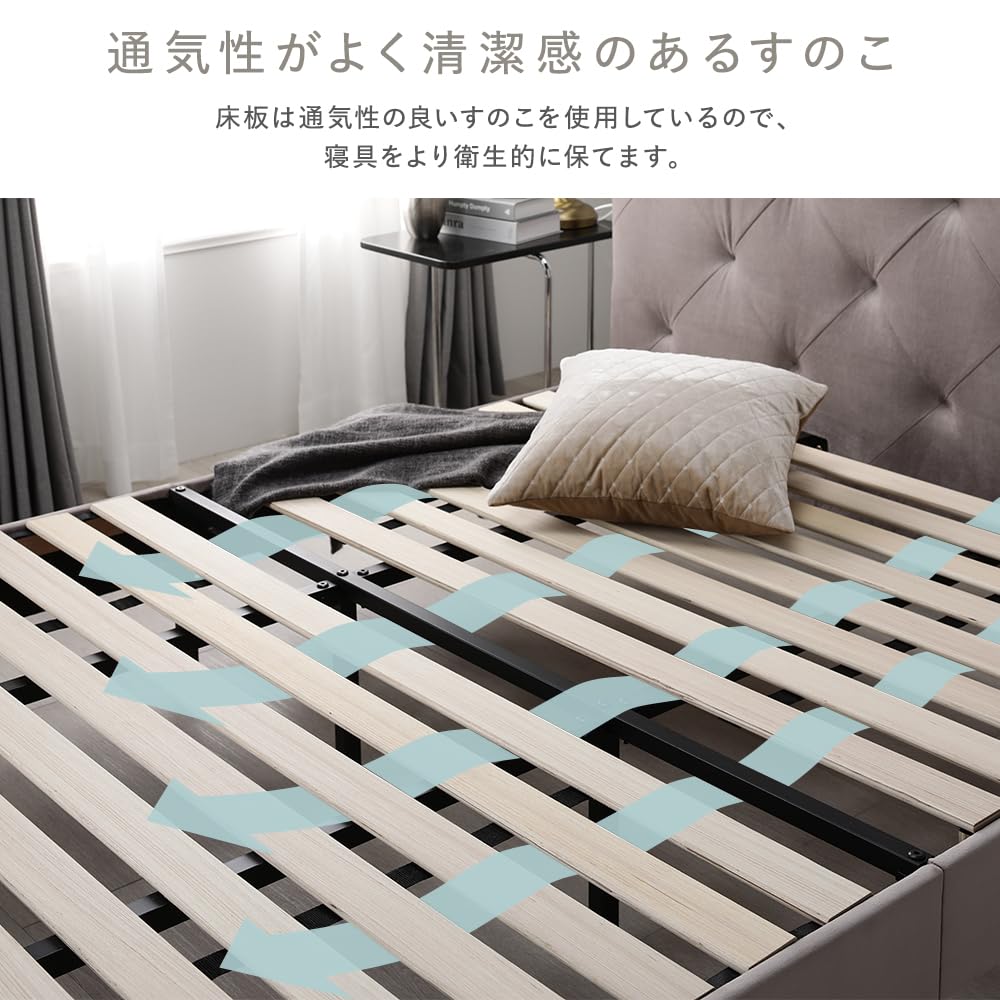 Amazon.co.jp: RASIK ベッド セミダブル ポケットコイルマットレス付き 