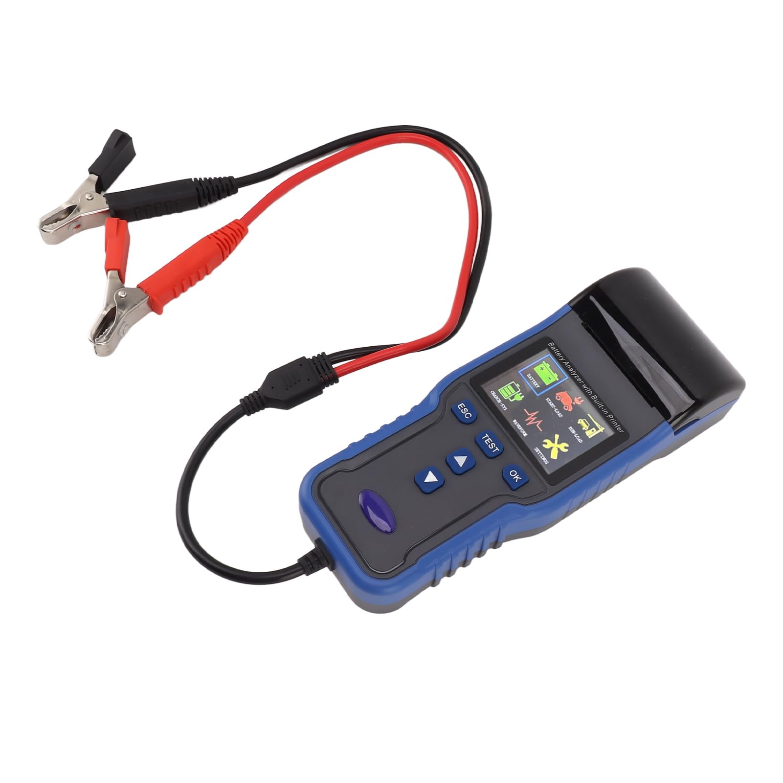 Tester per Batterie per Auto 12V 24V con Stampante Integrata – Supporto Multi-chimico per Batterie AGM EFB Start-Stop – Resistenza Interna e Analisi CCA – Test Sicuro Kelvin a 4 Fili