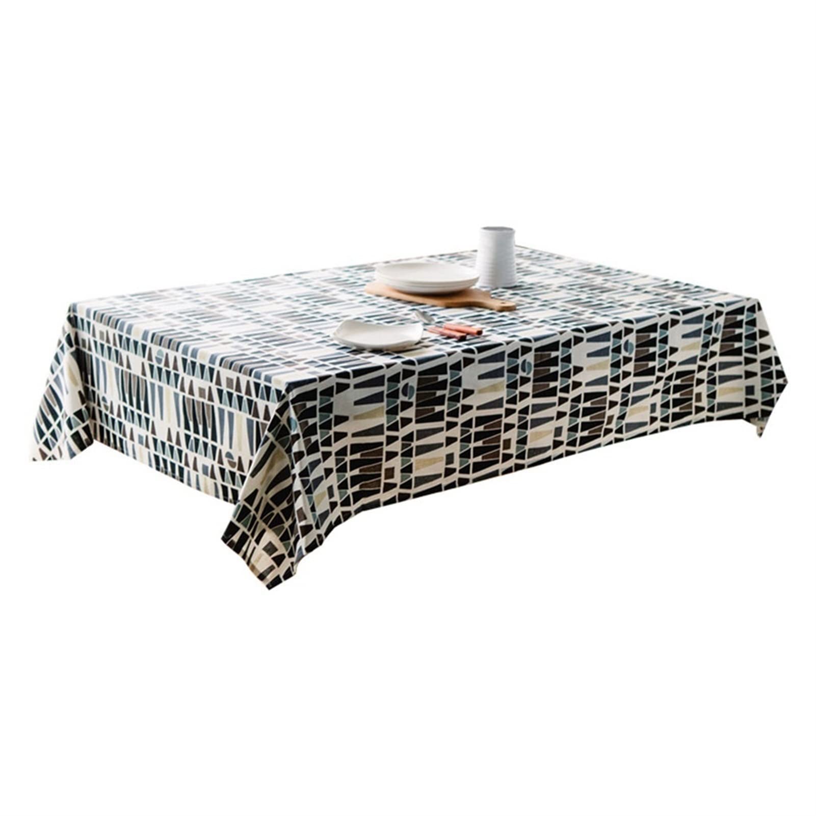 Nappe rectangulaire lavable géométrique 140x180cm couverture table cuisine