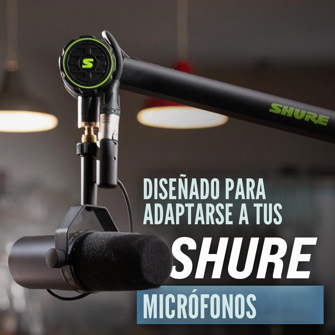 Shure by Gator Broadcast Desk Series; Soporte de micrófono con brazo articulado para montaje en escritorio Shure; (SH-BROADCAST1) | Totalmente ajustable con un brazo silencioso de 360 grados para podcasts y transmisión. Compatible con MV7 y SM7B