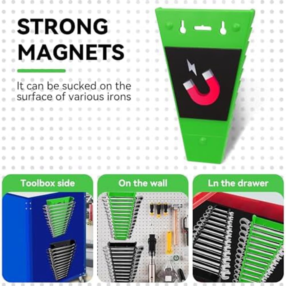 Set 4 Supporti Magnetici Per Chiavi – Organizer Da Cassetto Per Chiavi Metriche (6-24mm) E SAE (1/4-1/16)