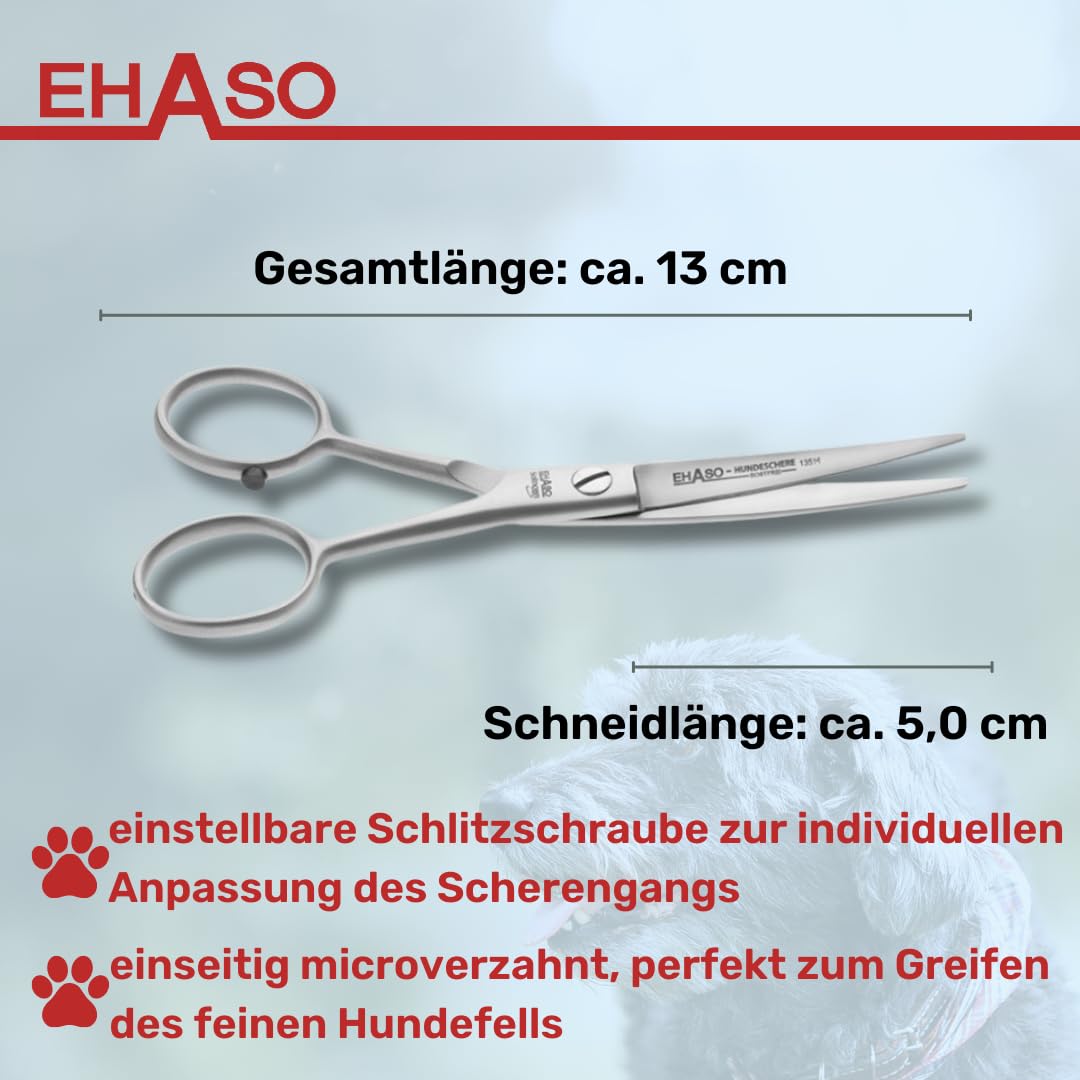 EHASO Premium Pfotenschere 13 cm leicht gebogen für Hunde | Abgerundete Schere, Gebogene Schere, Klein und