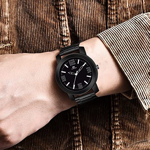 Image of IIK COLLECTION Watches for Men Round Numerical Dial |Analogue Quartz Movemnet Mens Watch|Long Battery Life|Stainless Steel Adjustable Bracelet Black Chain with Long Lasting Polish| Watches for Boys
