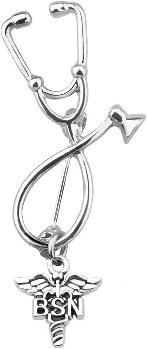 ENSIANTH Medical Stethoscope Brooch Pins for Doctor Nurse Medical Students Medical Caduceus Gift for RN,PA,MA,LPN,LVP,NP,Vet (BSN Brooch)