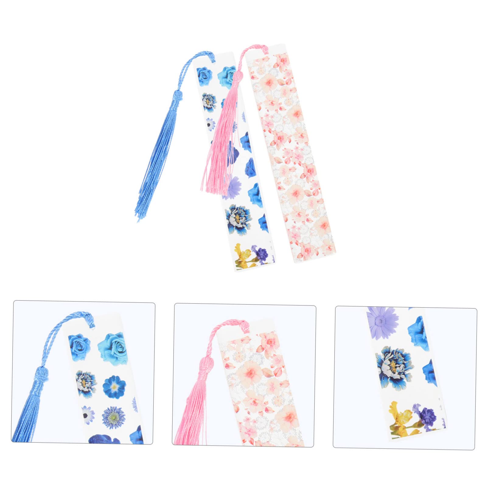 Lurrose 10stücke Getrocknete Blumen Lesezeichen Dekorative -lesezeichen Mit Echten Blumen Design Rosa Und Blau Für Studenten Und Bücherliebhaber