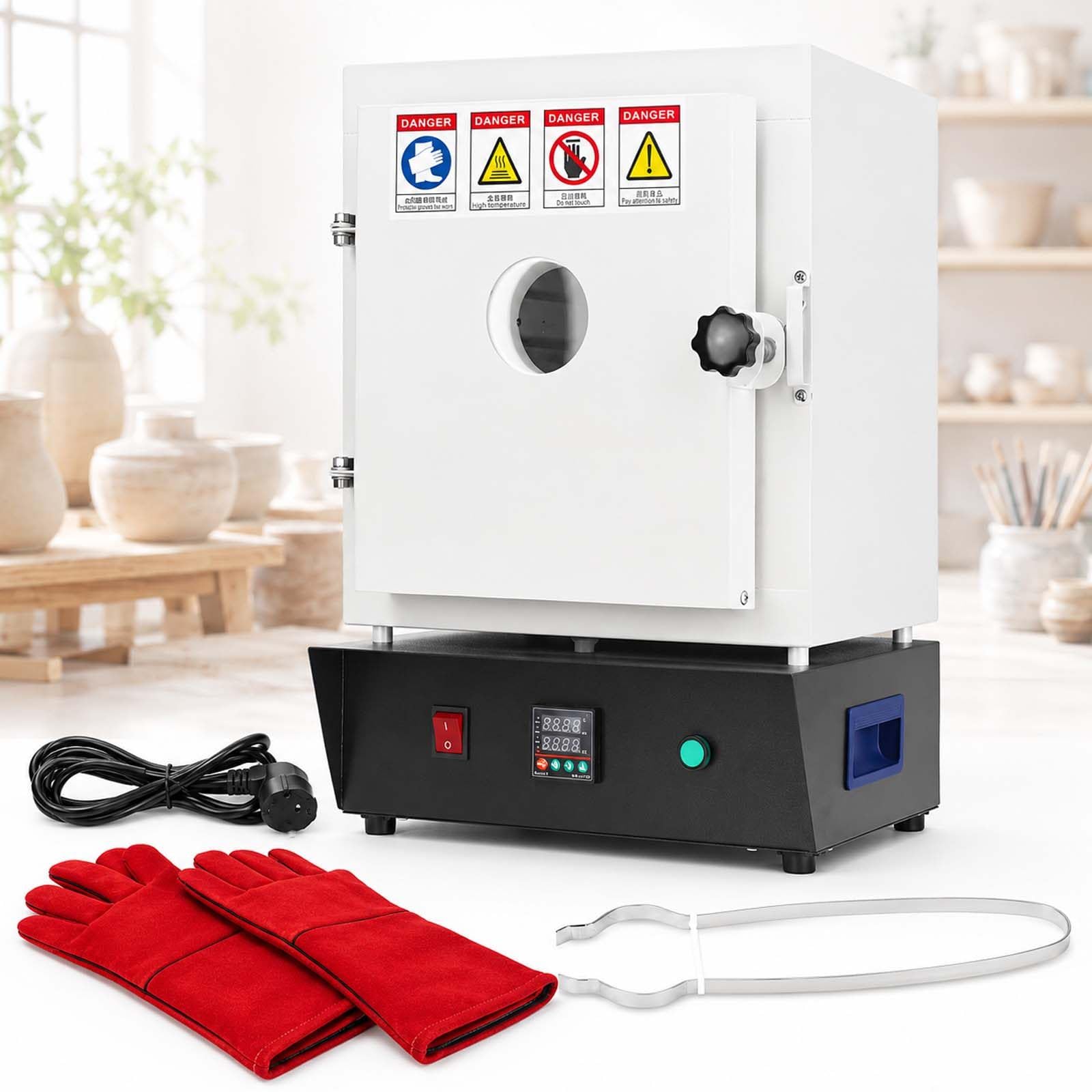 menglanchang Jewelry Casting Furnace 1750W – Electric Kiln with Observation Window, 1150°C PID Muffle Oven for Wax Burnout, Lost Wax Casting, Pottery Kiln for Small Molds, Dental Lab, Home Studio