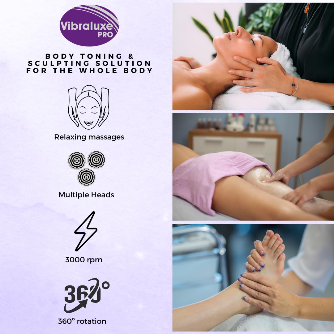 Best Direct Vibraluxe Pro Original Comme Vu à la Télé Masseur Amincissant Sculptant Circulaire, Anti-Cellulite 5 en 1 – Appareil de Massage Vibrant Électrique, Palper Rouler