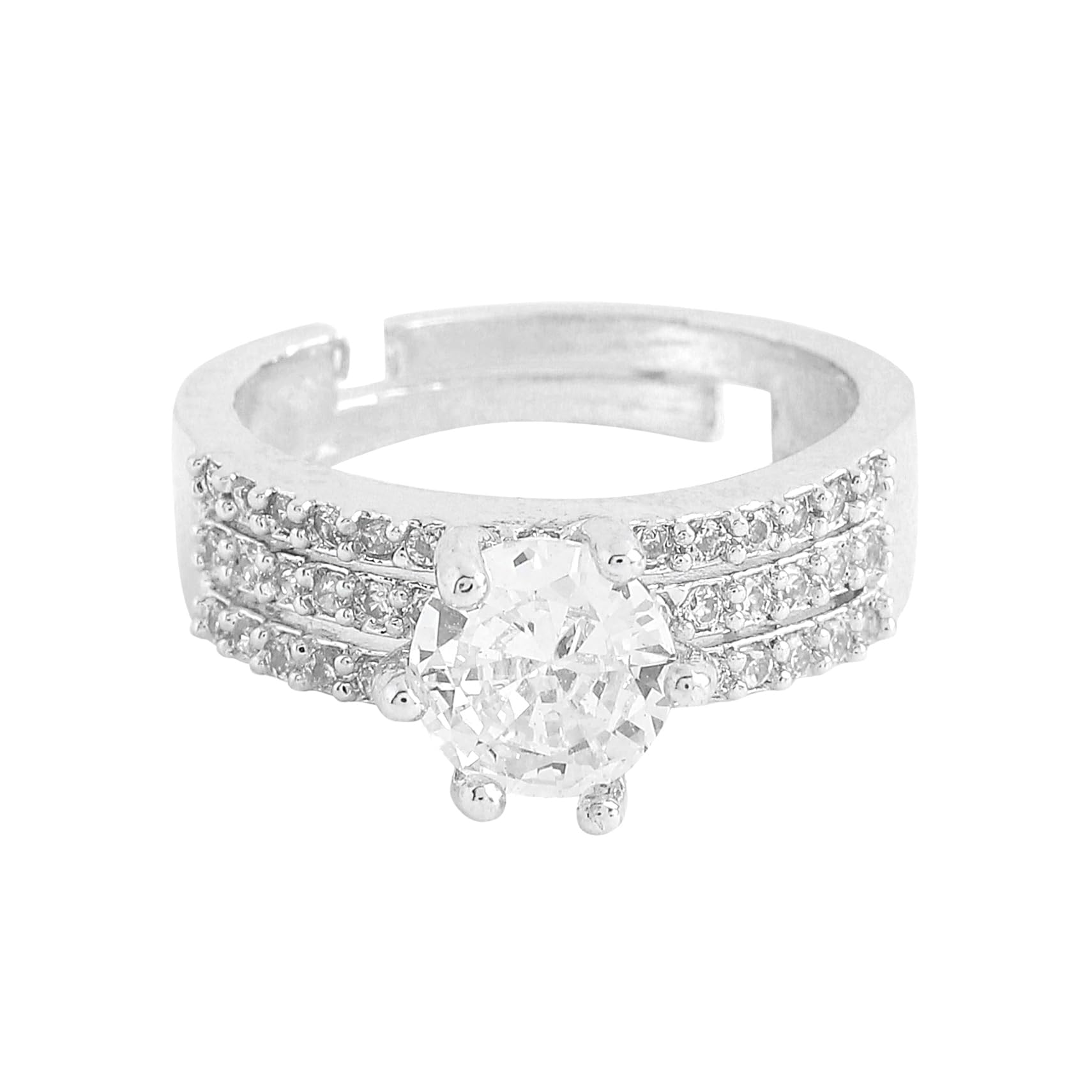 Yellow Chimes Rings for Women and Girls American Diamond Ring | Silver Tone White AD Studded Adjustable Ring for Women | Birthday Gift For girls and women Anniversary Gift for Wife (B0C9CPMPW1) Amazon Price History, Amazon Price Tracker