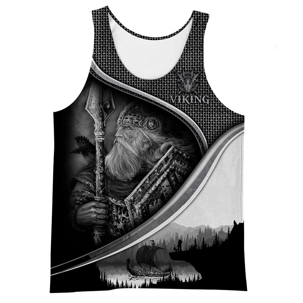 Gilet sans manches viking de qualité supérieure avec impression 3D vintage mythologie nordique