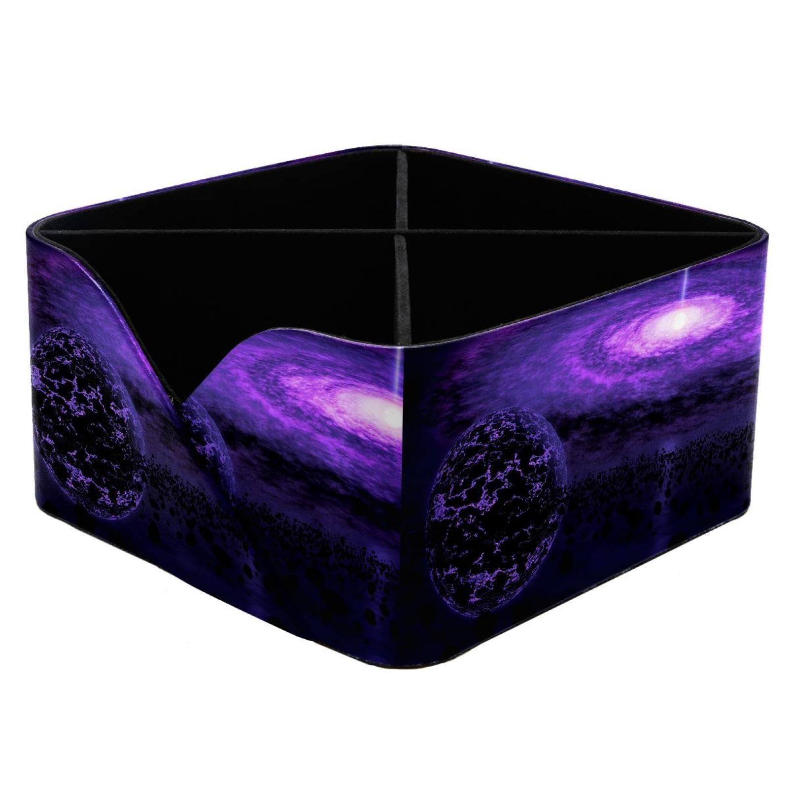 KengjuTesu Purple Space Rocks Planet Desktop Organizer Pen Holder, Rectangular Pencil Cup for Office, Study and Makeup Stations