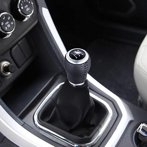 Miniatura 2 de Arenbel Pomo de palanca de cambios manual de 5 velocidades, mango de palanca de cambios de cuero cosido negro, repuesto para la mayoría de camiones