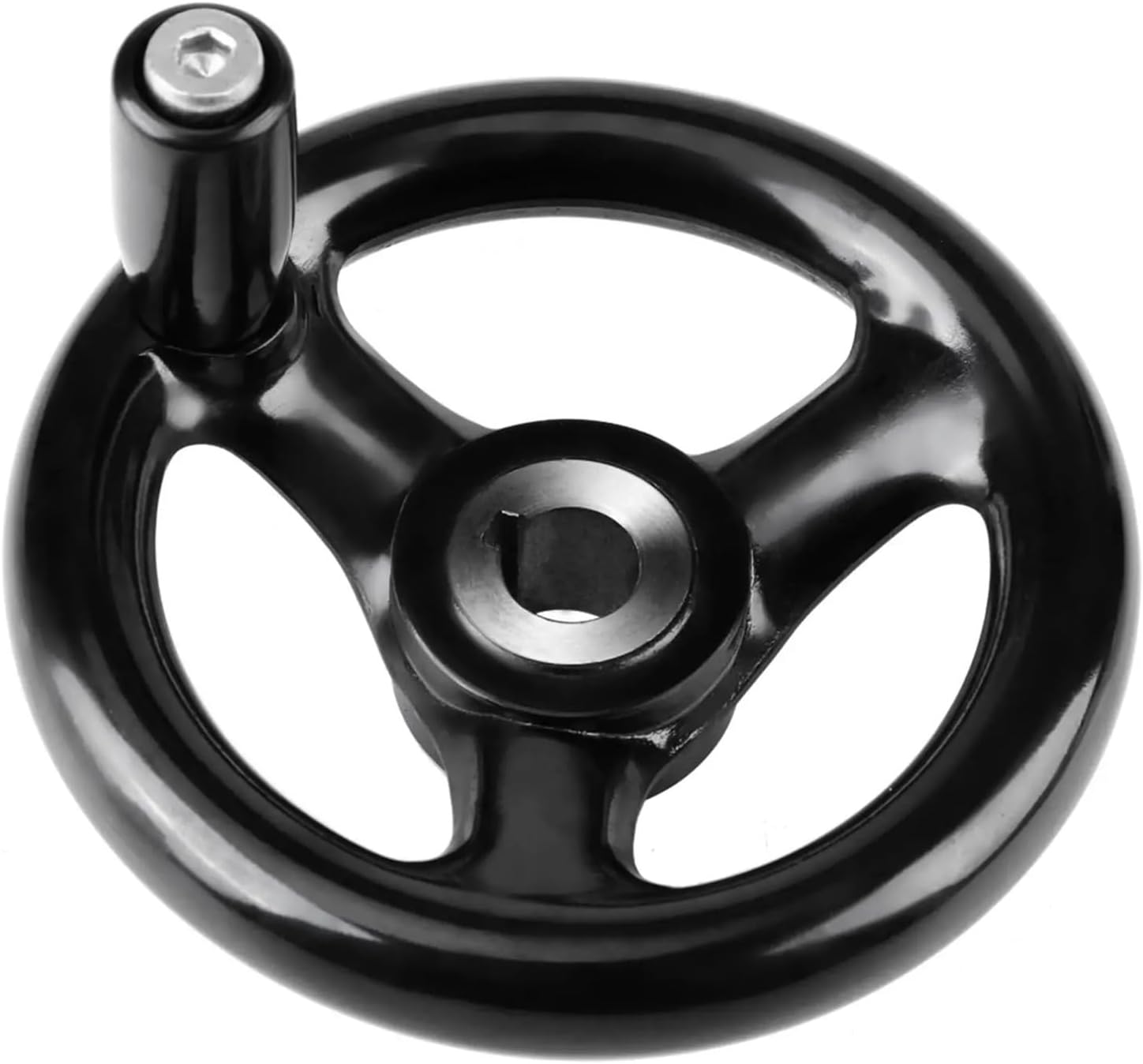 Printer Lathe Handwheel Spoked Design Round Plastic Hand Wheel with Revolving Handle 100 125 200mm(18x200mm)