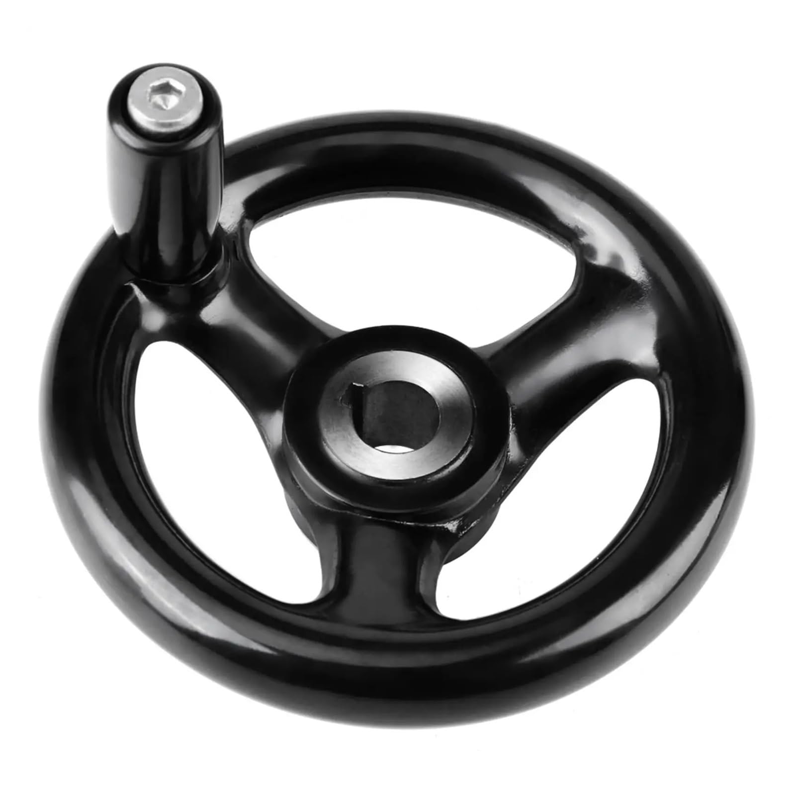 JWSEO Printer Lathe Handwheel Spoked Design Round Plastic Hand Wheel with Revolving Handle 100 125 200mm(12x100mm)