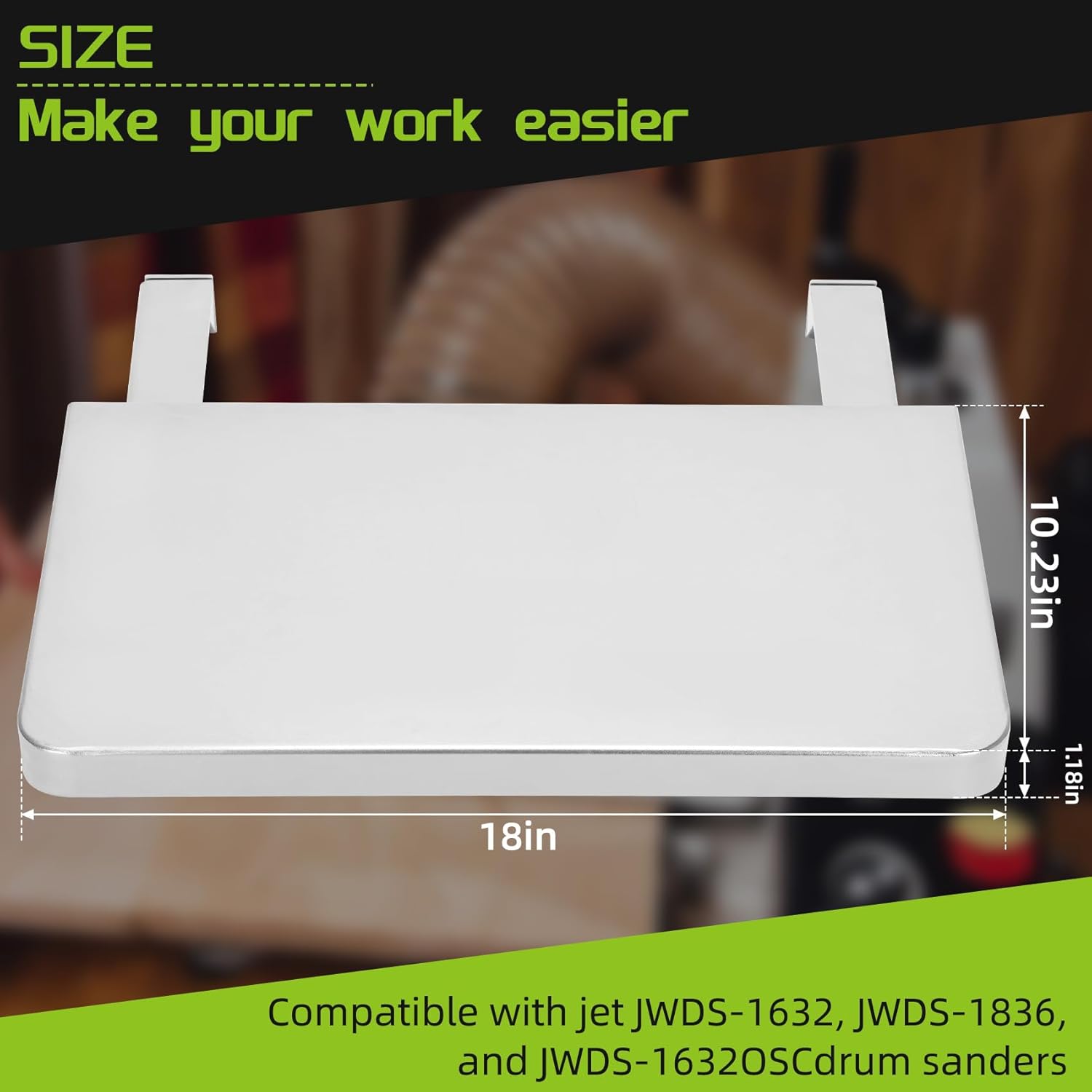 UPGRADED Feed/Outfeed Table Replacement 723521, Compatible with JWDS-1836, JWDS-1632 & JWDS-1632OSC Drum Sanders – 40" Work Surface, 65lb Capacity, Includes Hardware