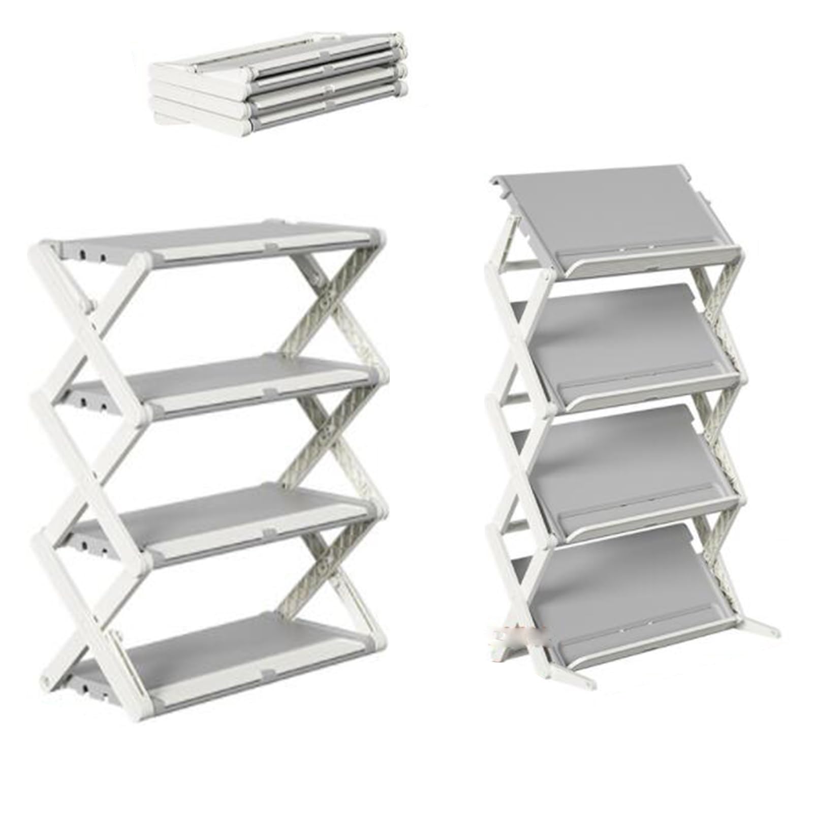 Generisch 4-stufiges, schmales Schuhregal, verformbares, faltbares Schuhregal, Kleiner vertikaler Schuhständer, kleines Eckregal zum Aufbewahren von Schuhen, Obst, Gemüse, Snacks und Zeitsch