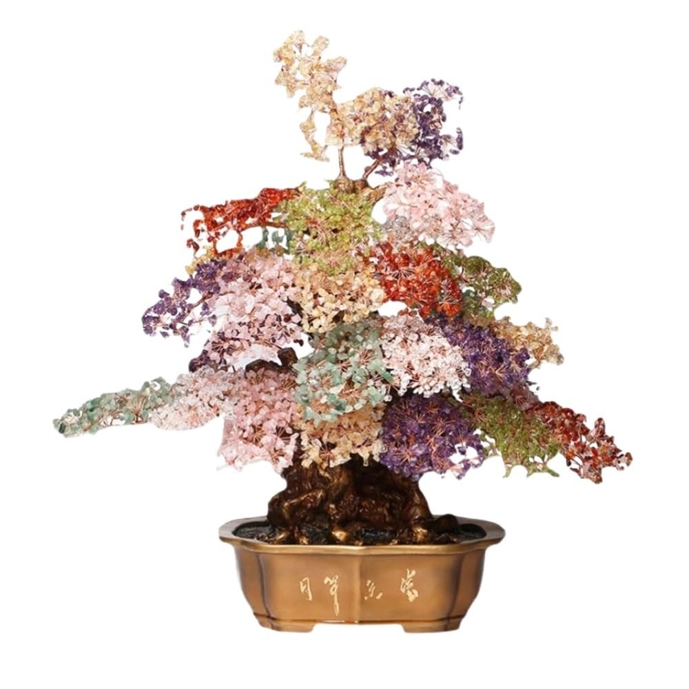 Fortune Crystal Trees Colourful Crystal Fortune Tree, Home Pieces, for Living Room Wine Cooler Entrance
