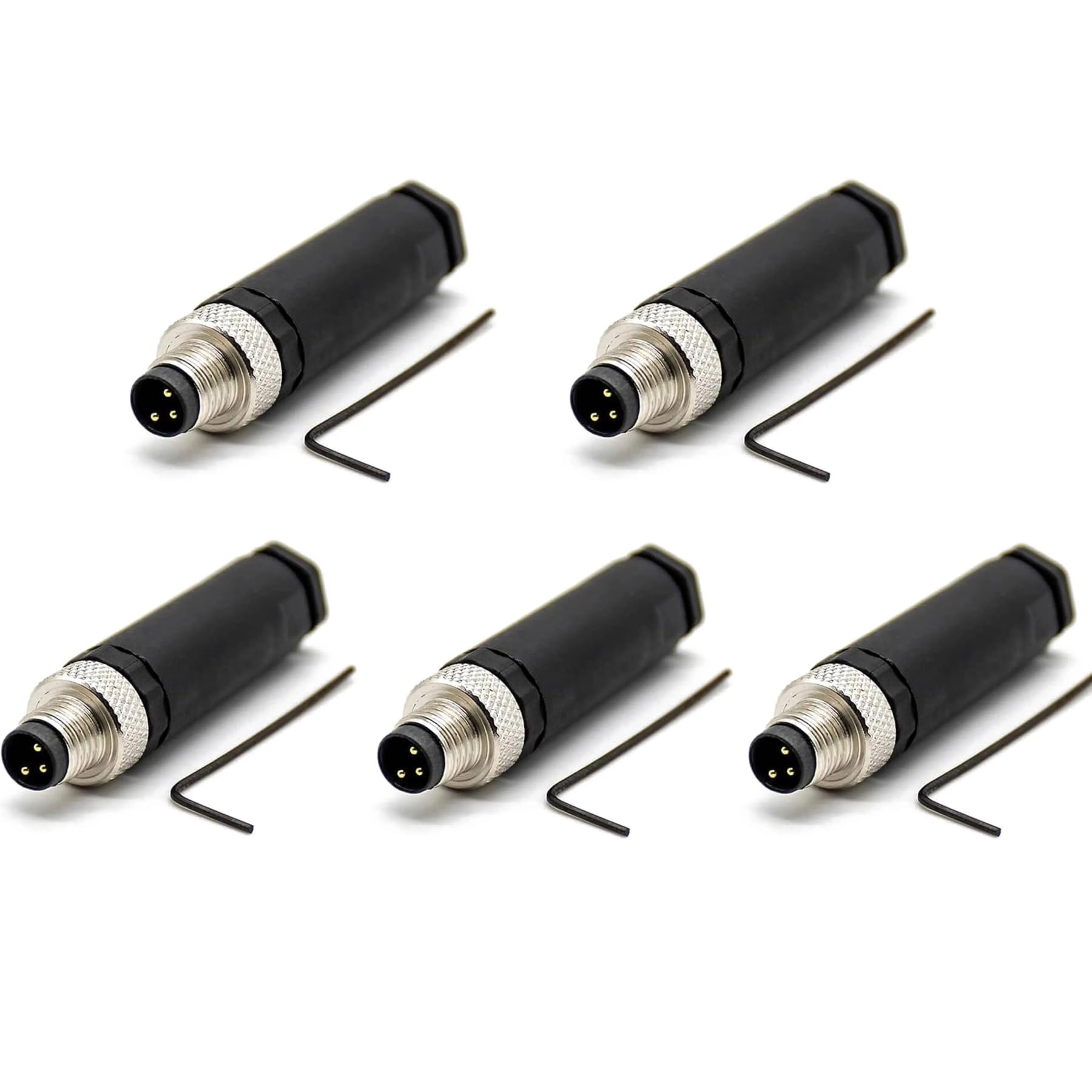 5 Stück M8 3 poliger Stecker, 8 mm Sensorkabelstecker Gewindesicherung M8 Aviation Stecker Rundsteckverbinder IP67 Wasserdicht Industrieller Rundstecker für den Außenbereich