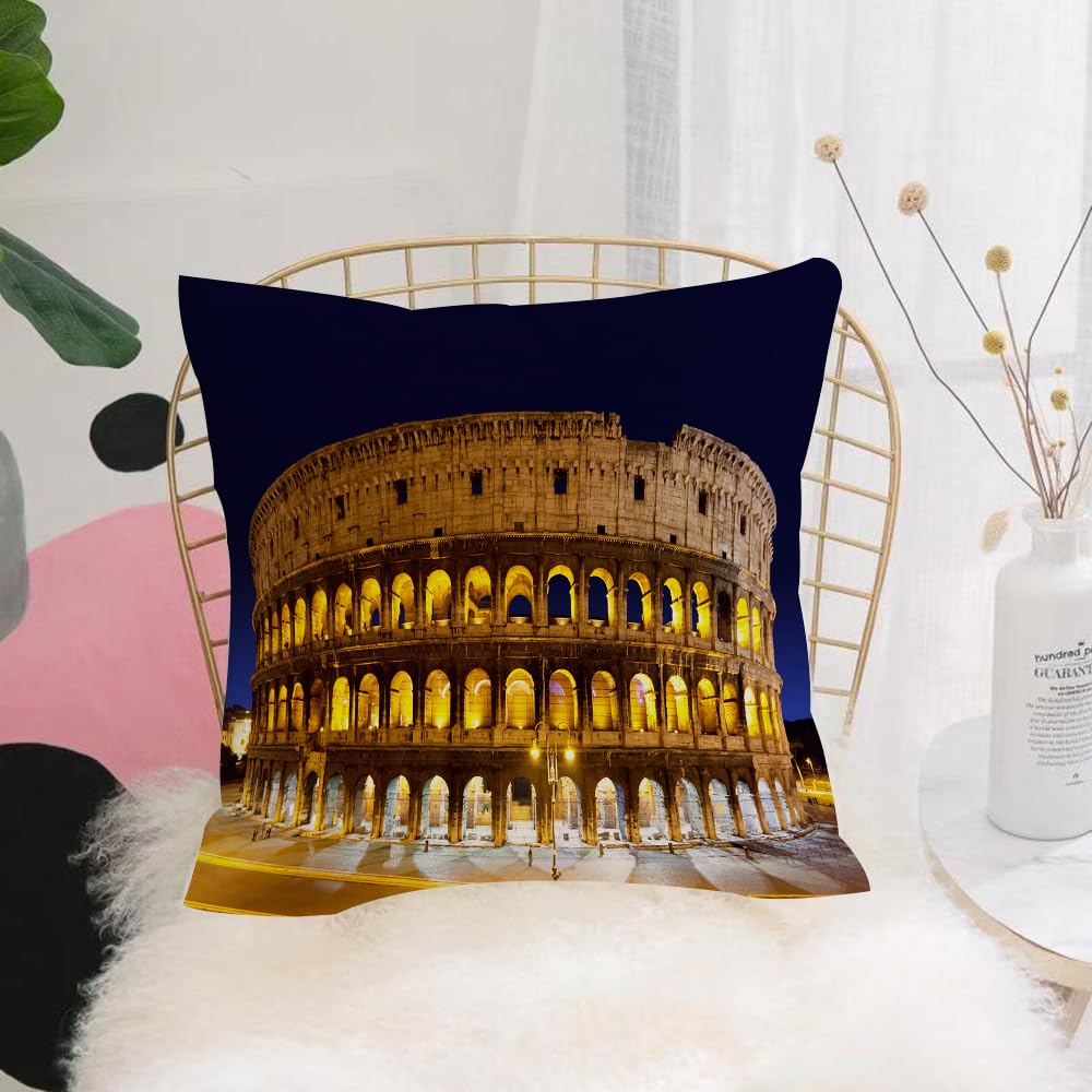HYOSXW Cushion Cover,Throw Pillow Case Home Decorative for Living Room Bedroom Sofa Chair 16X16 Inch,Colosseum at night, roman cloak under lights, majestic coupe in the night sky,Pillowcase 40X40cm