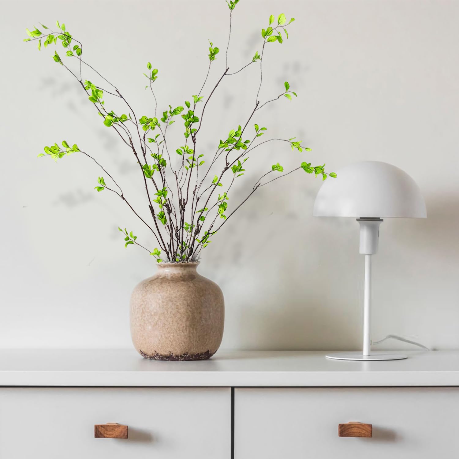 Tinsow 4 künstliche Ficus-Zweige, 119 cm hoch, künstlicher Eukalyptus-Stiel, realistisches künstliches Grün für Vasenfüller, Tafelaufsätze und Heimdekoration, lebensechte Blätter und Stiele für
