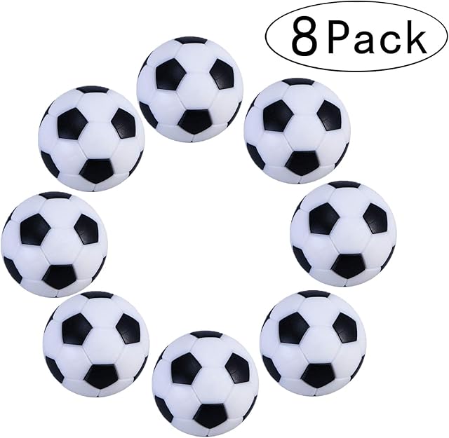 Okany Tadudu Table Soccer Foosballs Game Replacements 32mm/1.26 In Mini Football Balls Black and White, Set of 8
