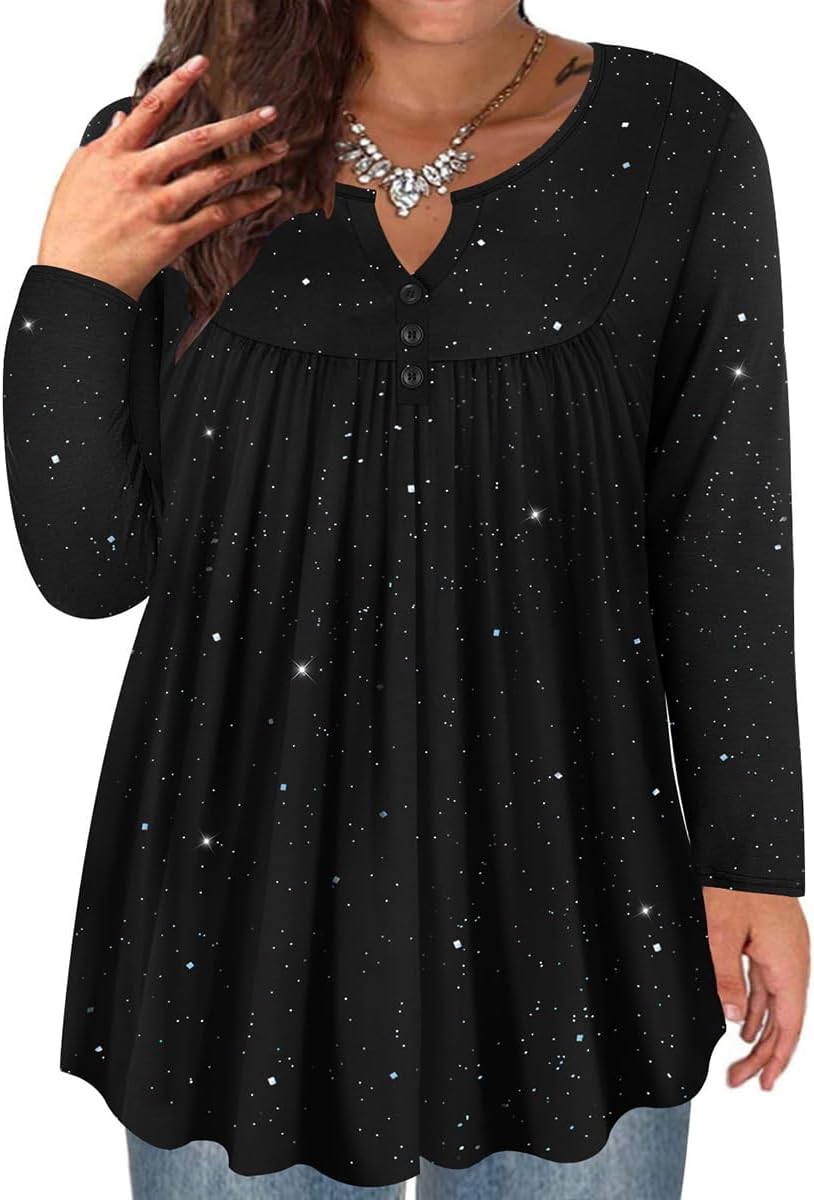 TIYOMI Plus Size Tunic for Women Long Sleeve Fall Tops XL-5XL