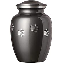 Best Friend Services Pet Urn - Ottillie Paws Legacy Memorial Pet Cremation Urns for Dogs and Cats Ashes Hand Carved Brass Memory Keepsake Urn (Slate, Horizontal Pewter Paws, Medium)
