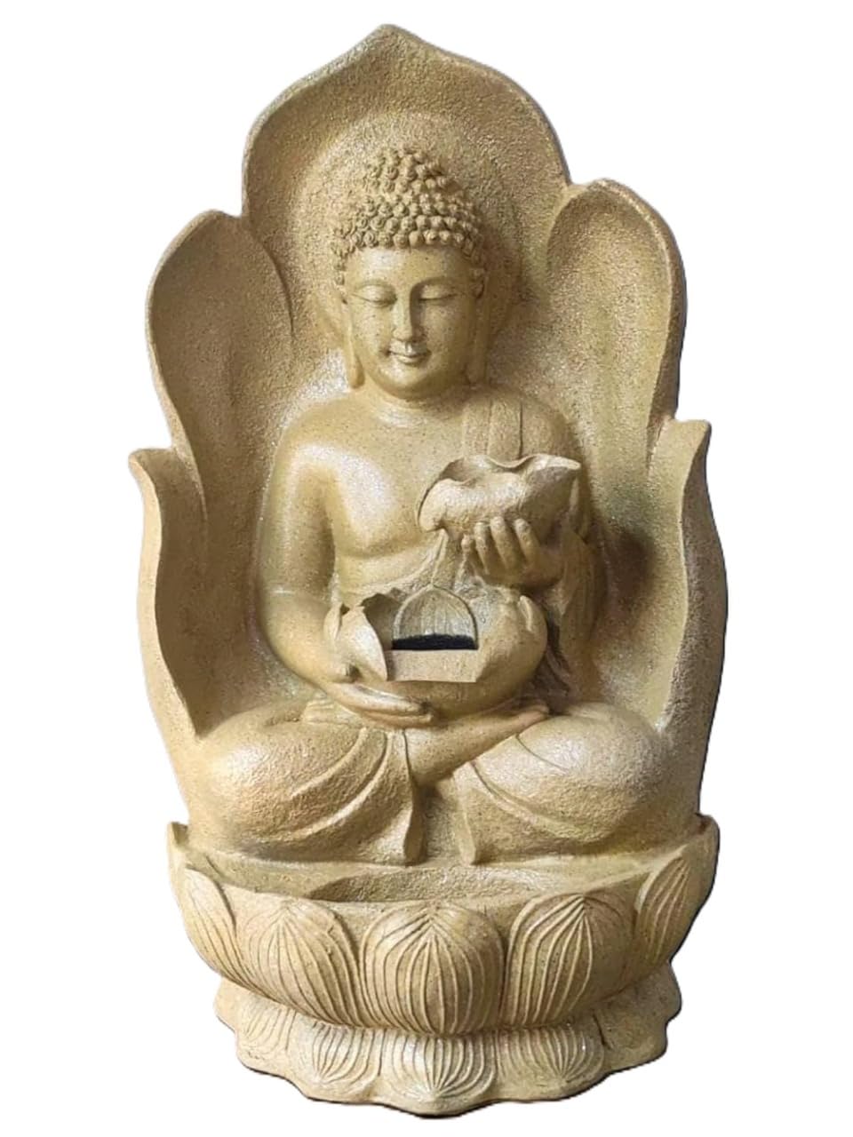 3 Feet New Zen Big Buddha Water Fountain|Double Bowl Buddha Fountain with LED Lighting|Outdoor/Garden/Home & Office Decor|Modern Water Fountain Big Size 3 Feet-image-12