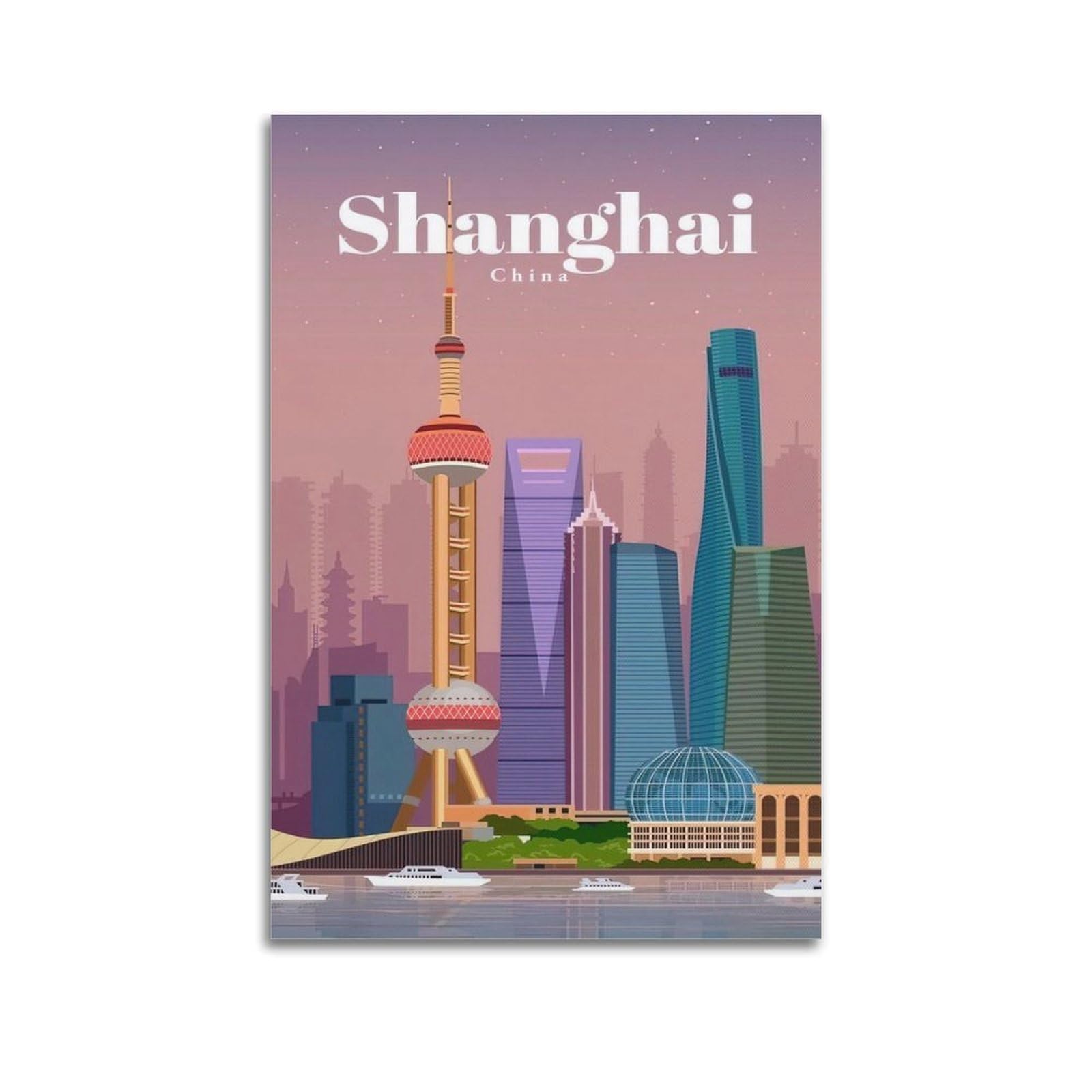 DLJGDS Vintage Travel Poster Shanghai, China Decorative Painting Canvas Wall Posters And Modern Family Bedroom Decor 12x18inch(30x45cm)