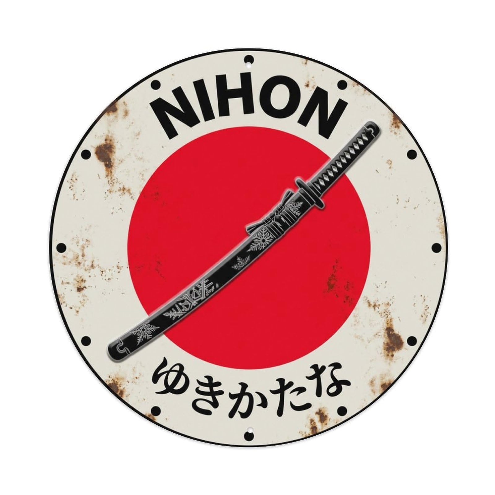 Galvaxio Style Snow Sword Nihon Winter Scene Historic Metal Tin Sign