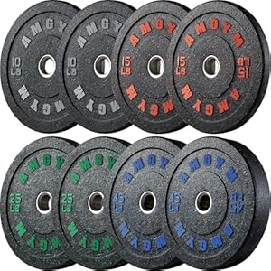 Weights Bumper Plates Set, 2 Inch Weight Plates 10-500lbs Barbell Weights Set for Strength Training, High bounce Floor-Protective Weight Plate Sets for Home Gym & Weight Lifting