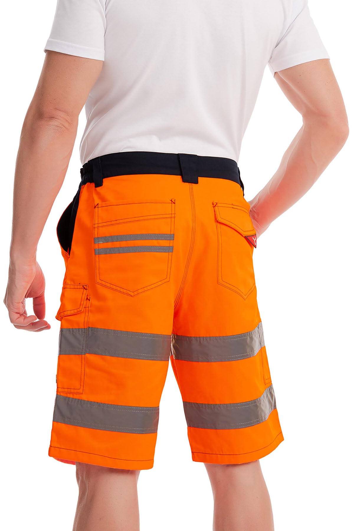 Bermuda de Travail pour Homme, Short à Bandes réfléchissantes dans des Couleurs à Haute visibilité