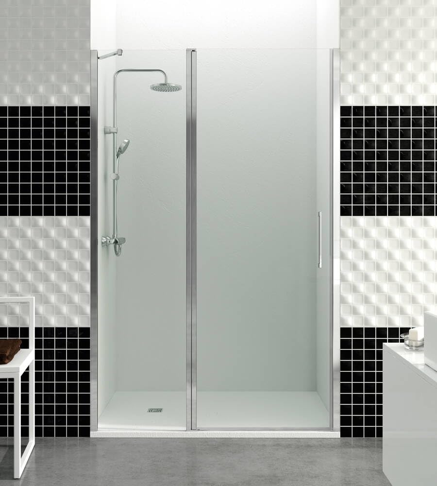 GME - Mampara Ducha 1 Puerta Corredera + 1 Puerta Fija Cromo 85cm | Mampara de Cristal con Perfilería de Aluminio y 195cm de Altura | Cristal Templado 6mm Antical Y Cierre Magnético