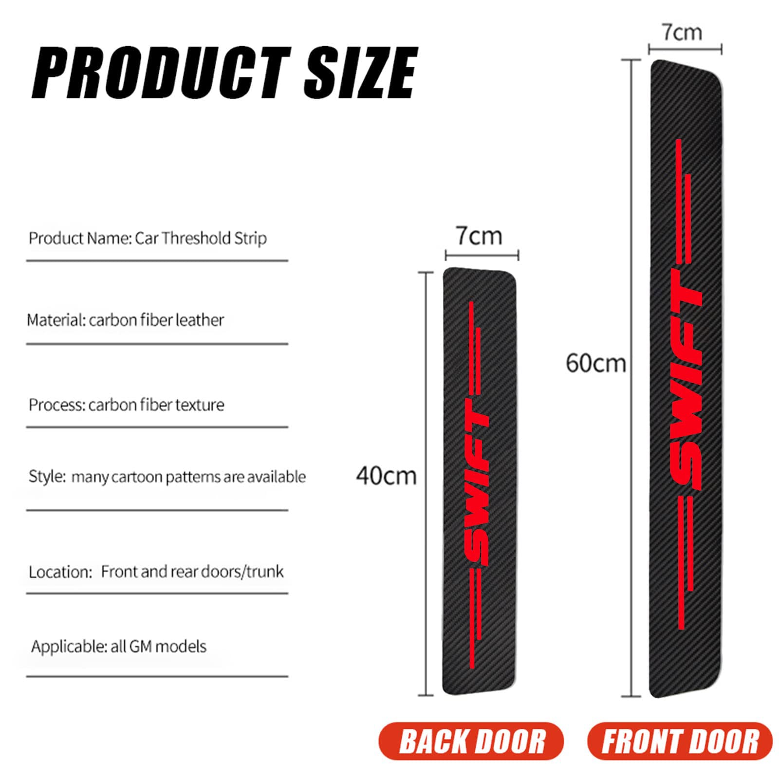 Protection Seuil De Porte Suzuki SX4 S-Cross - Film Fibre Carbone Noir - Anti-Rayures & Anti-Usure