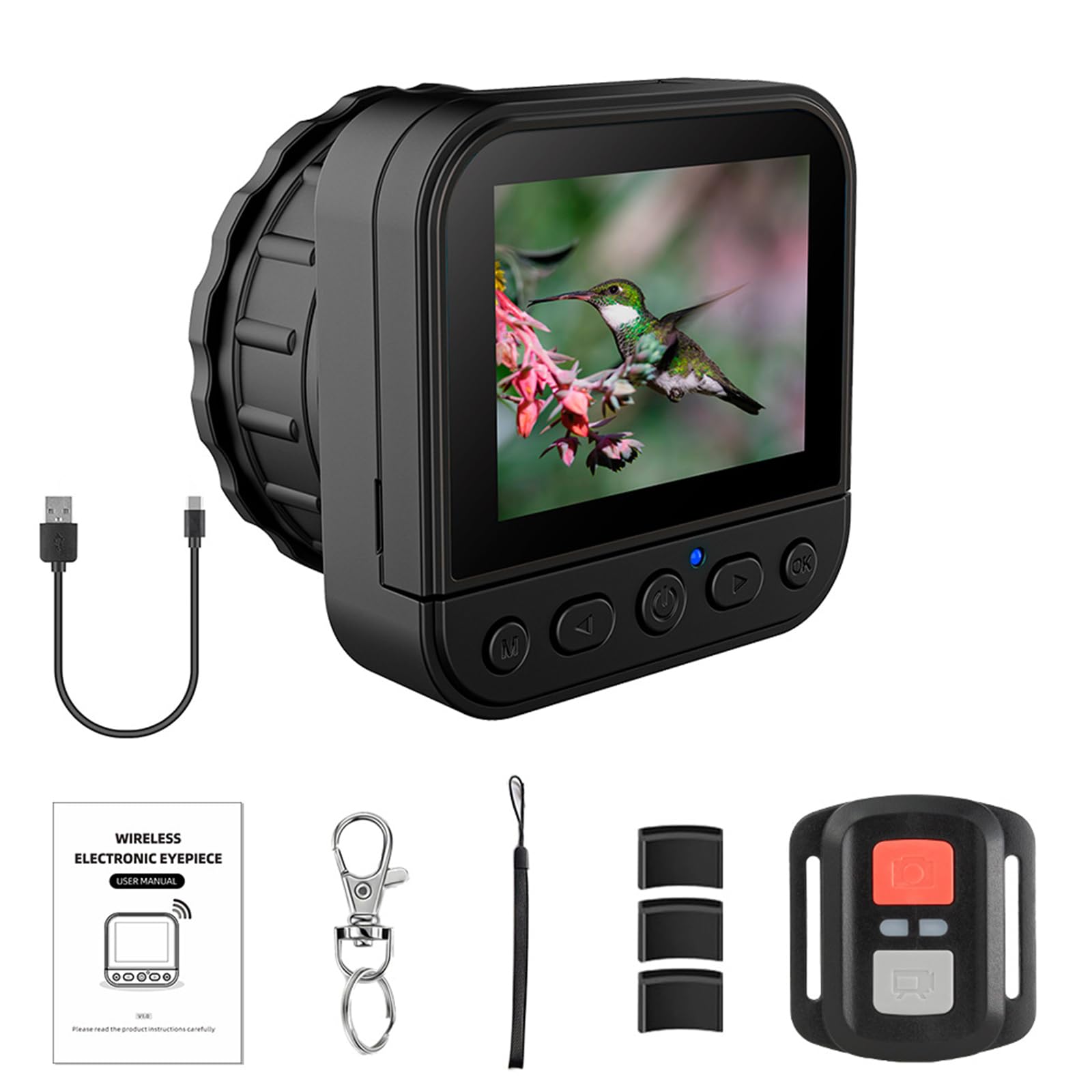 Telescopio inalámbrico de 64 MP 4K HD 2.4G WIFI con pantalla abatible, cámara monocular universal, portátil, ligera, para binoculares astronómicos, microscopio
