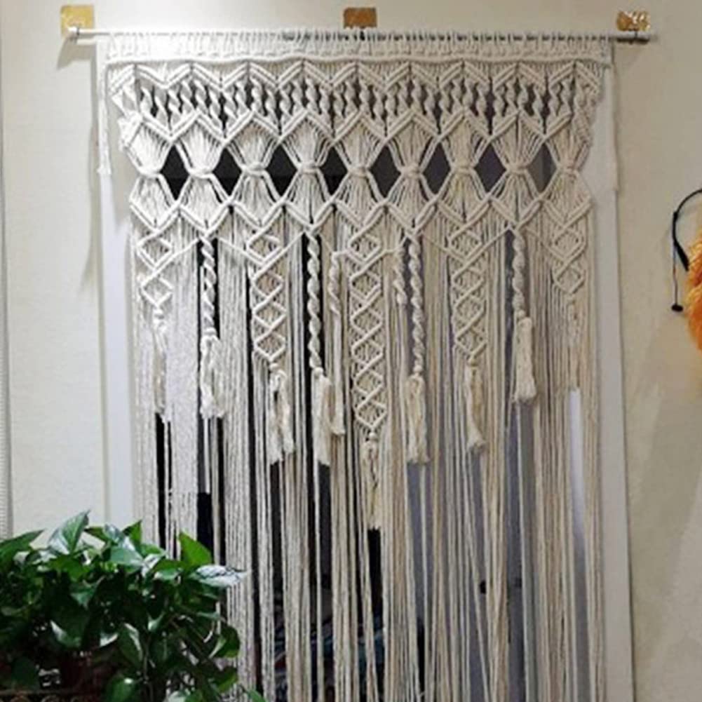 Rideau macramé fait à la main tapisserie murale pour décoration de mariage rideaux de fenêtre ivoire 90 cm l x 180 cm L