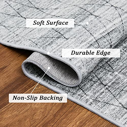 Royhome Area Rug 8' X 10' Machine Washable Abstract Moroccan Rug Contemporary Diamond Rug Indoor Floor Cover Geometric Carpet Rug Foldable Accent Rug For Living Room Bedroom Dining Room, Grey #TOP3