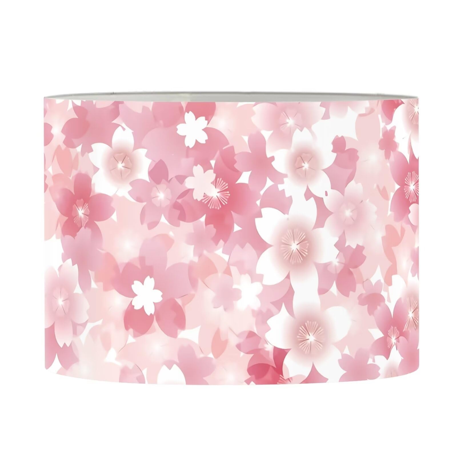 FANCOSAN Pink Cherry Blossom Pattern Drum Lampshades for Home Decorative Floral Lamp Shade for Bedroom,Living Room,Office-M — image 1