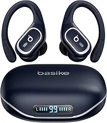 Basike Fone de Ouvido Bluetooth Sem Fio, TWS Áudio Estéreo Hi-Fi, 40H de Reprodução cam Display LED, Toque Inteligente, 3 Tamanhos de Pontas para Treinos e Corrida – Azul