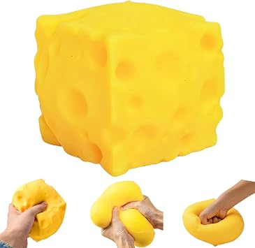 Large Jumbo Cheese Squishy - Giant Slow Rising Food Squeeze Toys, Stress Relief, Sensory Fidget for Adults Yellow Soft Novelty Cute Party Favors 4 Inch