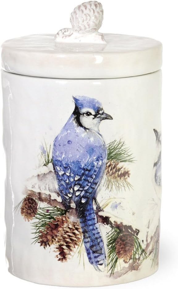 Birds of the Season Ceramic Cookie Jar, Blue Jay