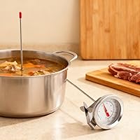 Vista 4 de Jerliflyer Termómetro, termómetro de 12.5 pulgadas de largo para hacer cerveza con clip, esfera grande, fácil de leer, termómetro de 220 ℉