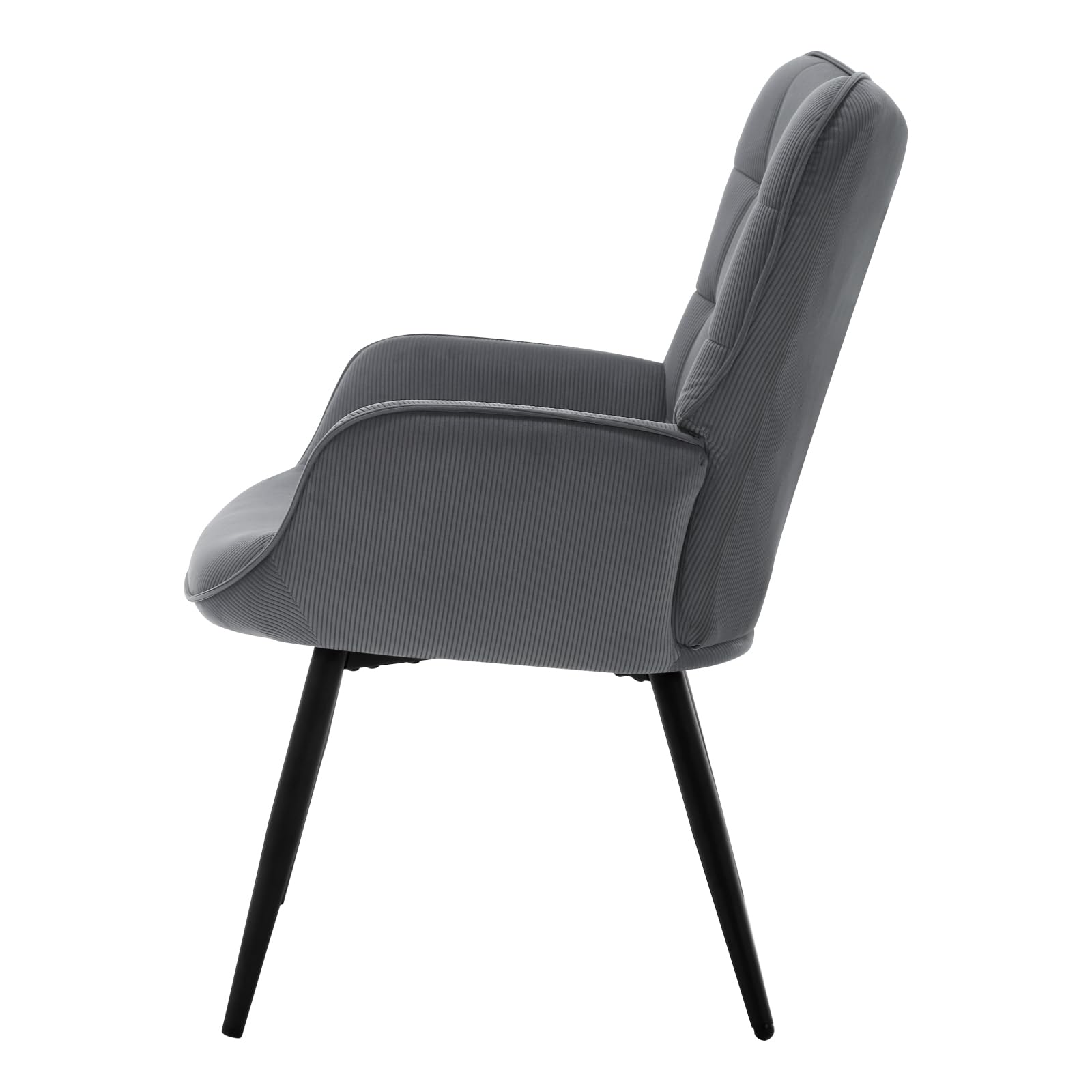 WOLTU Butaca de Salón, Sillón Relax Moderno, con Orejas, Gris Oscuro | Silla Individual para Dormitorio y Tocador, Tela de pana, Patas Metálicas, Silla Cómoda para Lectura u Ocio, 63,5x68x87 cm