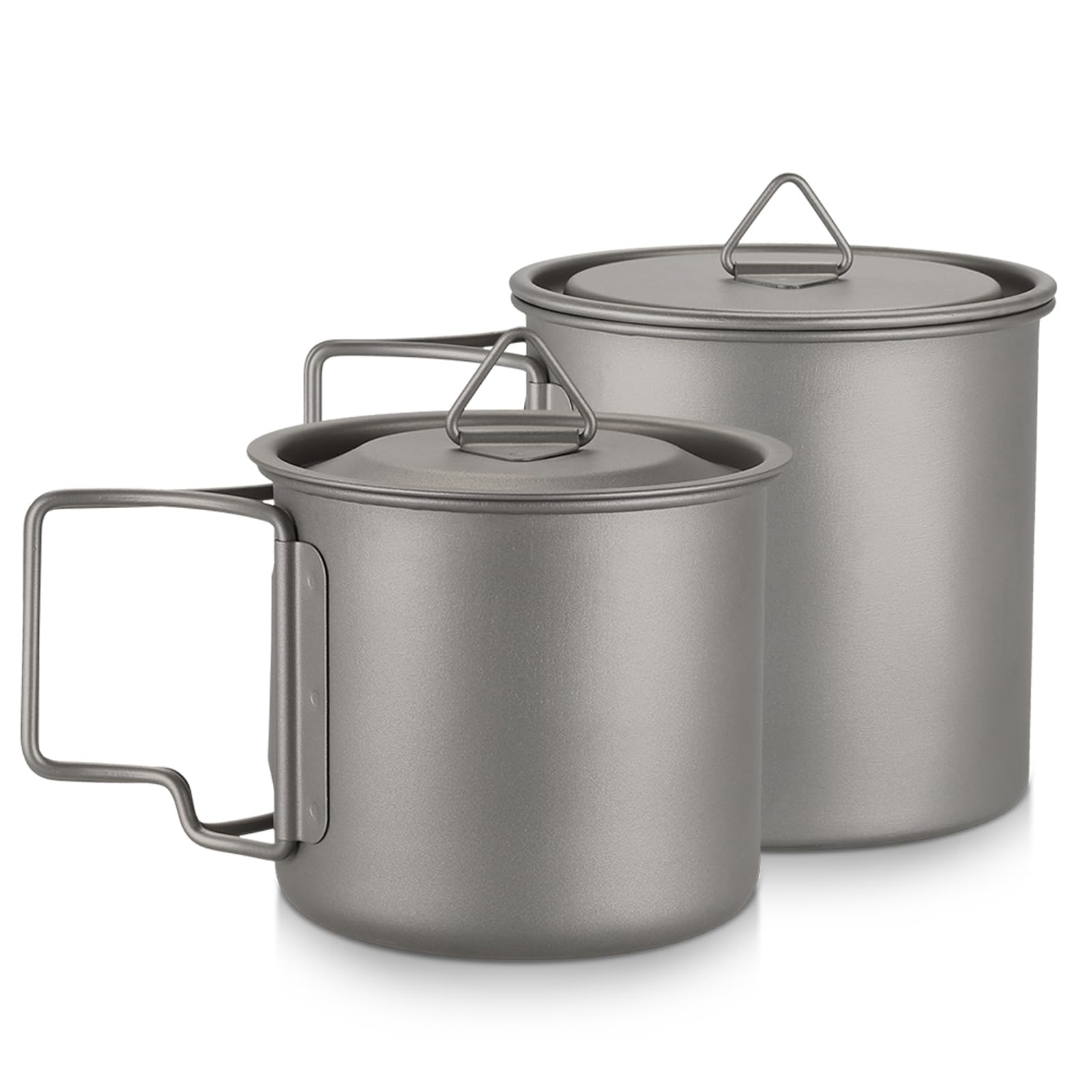 Domary Taza Taza para Acampar Al Aire con Asa Plegable y Tapa de Agua Portátil Duradera para Senderismo Mochilero Material de Picnic 300 Ml 350 Ml 450 550 650 750 (Titanio 7)