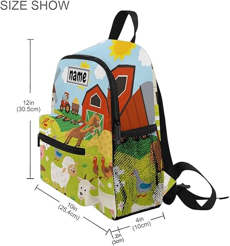 Miniatura 3 de Glaphy Mochila personalizada con nombre para niños, animales de granja, vaca, llama, caballo, cerdo, caricatura, mochila para niños y niñas pequeños