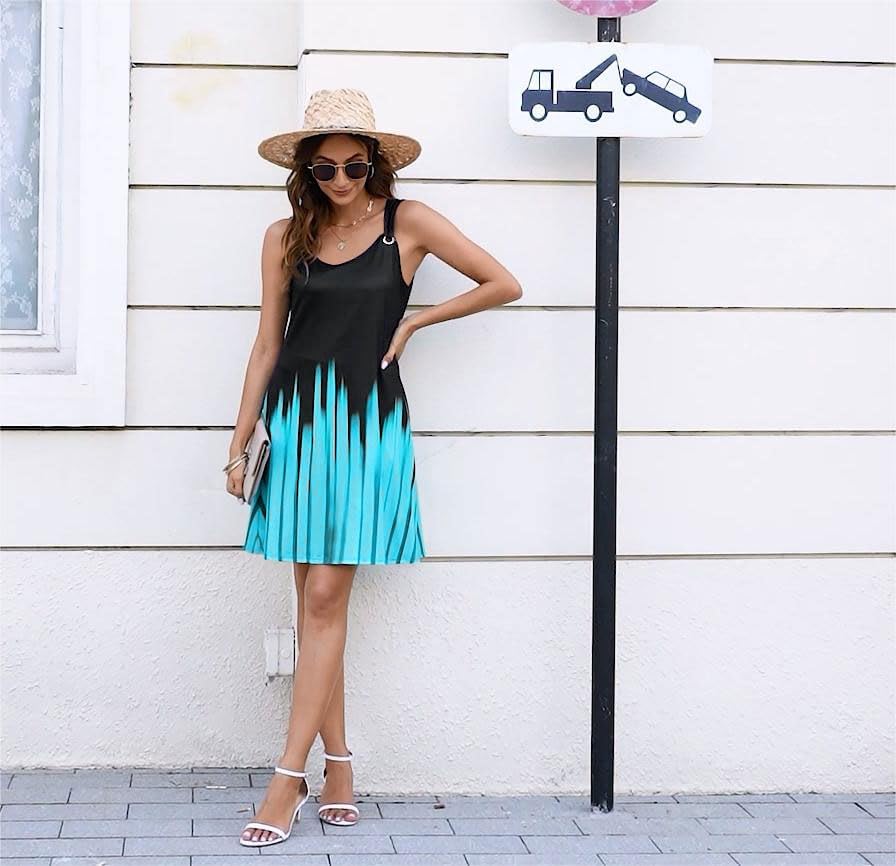 Vintage Floral Printed Summer A-Line Elegant Dresses Womens Beach Sundress Ladies Casual Boho Tank Dress - Image 2