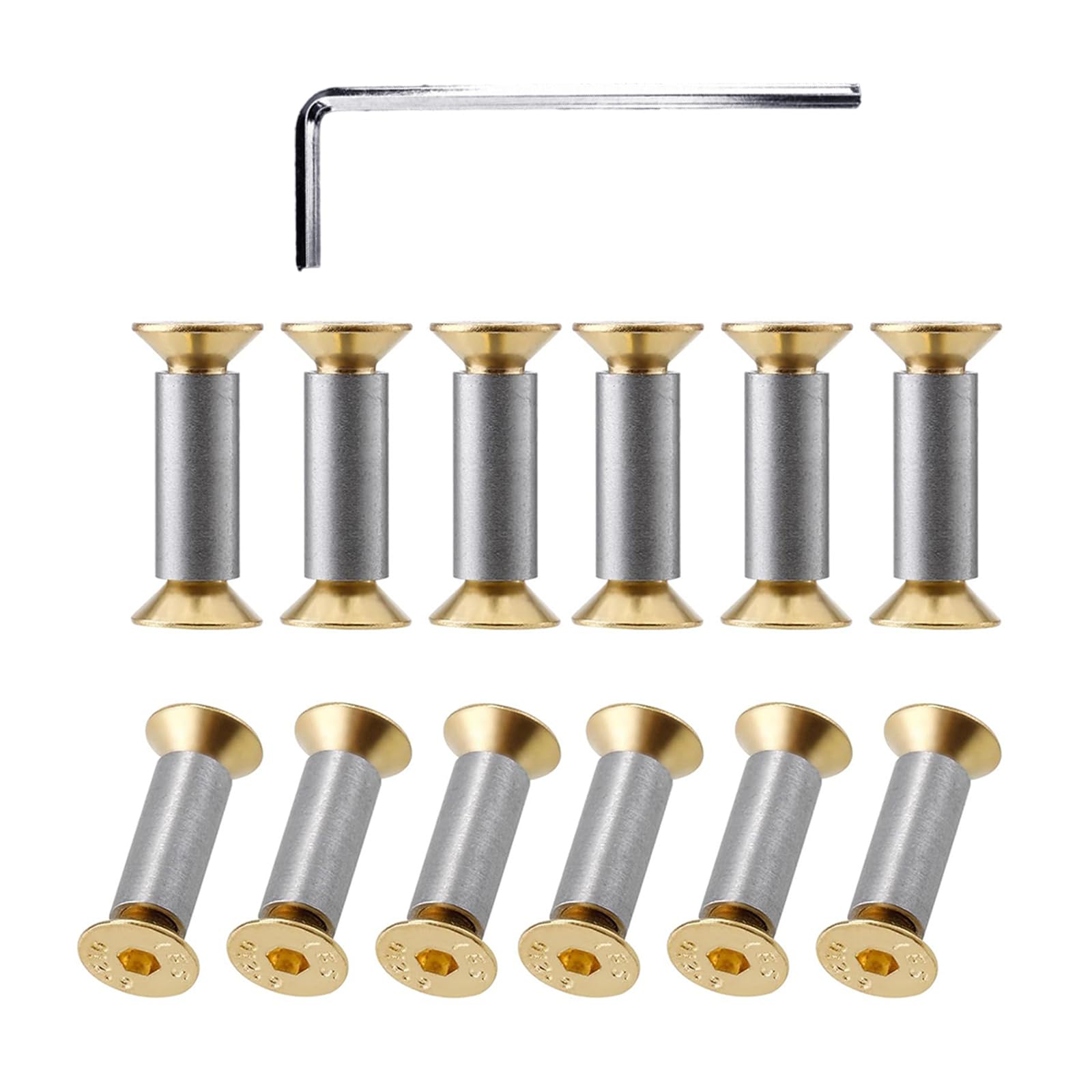 Hlzcmwi 6Mm Size 1 Handle Mounting Screw Set With Countersunk Internal Drive Fasteners And L-Shaped Wrench For Scale Assembly Use Handle Scale Screw Set Countersunk Internal Drive Fasteners Repair Alloy Screws L Shaped